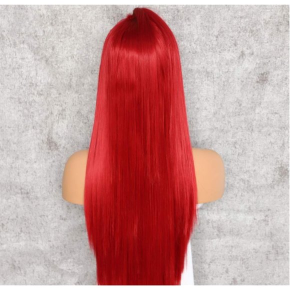 Red Straight Synthetic Hair Lace Front Wig 24\